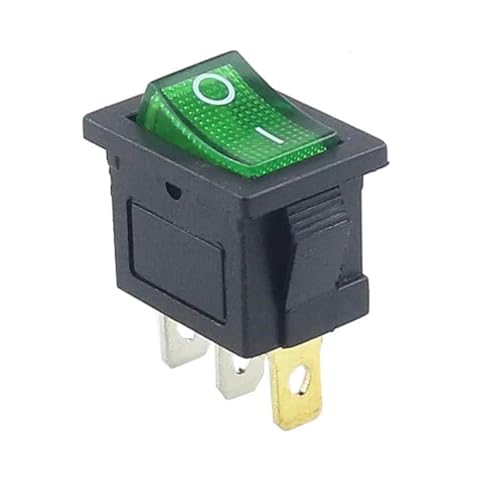 220V Schalter Ein Aus Licht Abdeckung Rocker Power Mechanische Elektrische Led Batterie Mini Interruptor Micro Switche Swich Interuptor 10Pcs(Green Light) von LHKQHRDL