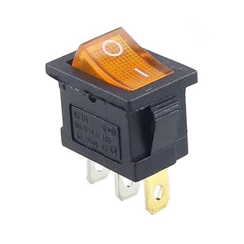220V Schalter Ein Aus Licht Abdeckung Rocker Power Mechanische Elektrische Led Batterie Mini Interruptor Micro Switche Swich Interuptor 10Pcs(Yellow Light) von LHKQHRDL