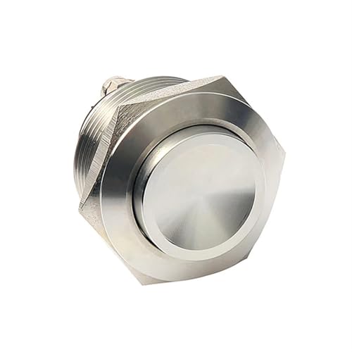 22mm Schalter Hohe Runde Kopf Messing Vernickelt Schraube Terminal Momentary 1NO Edelstahl Push Button 4Pcs(Stainless steel) von LHKQHRDL