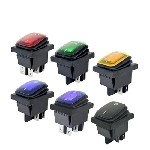 250VAC KCD4 201 203 Wippschalter DPST 4-polig EIN AUS 12V 220V LED 6-polig EIN EIN Boot Marine Auto Wippschalter 10St(Yellow Light,ON-OFF 4PIN_12) von LHKQHRDL