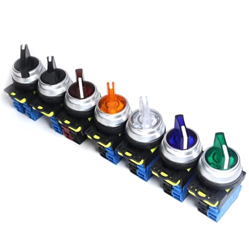 30mm LA36M Selector Rotary Knob Schalter Selbst Locking Momentary 12v 24v 220v 2/3 Position Start Stop Schalter Ein Aus Mit LED-Licht 1Pcs(Yellow LED) von LHKQHRDL