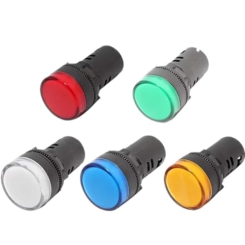 AD16-22 22mm Kunststoff-Anzeigeleuchte 12V 24V 220V LED-Lampe Rot Grün Blau Weiß Gelb LED-Signalleuchte 1Stk(220V Green LED) von LHKQHRDL