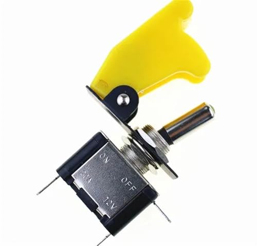Beleuchteter LED-Kippschalter mit Raketen-Stil-Flick-Cover 12V Auto 5St(Yellow) von LHKQHRDL