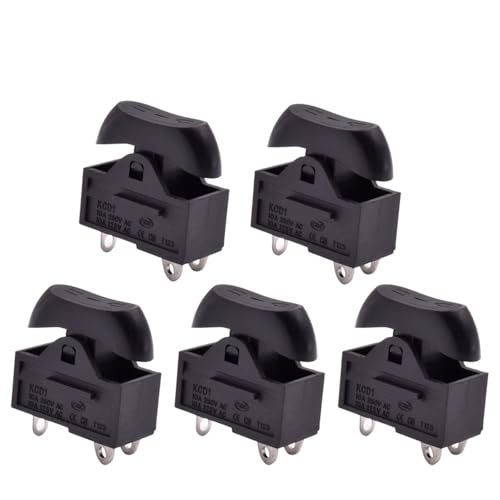 Druckknopf-Wippschalter Boot Haartrockner Zubehör Rastend 3-polig 3 Positionen 10A 250VAC Ein-/Ausschalter Rot Schwarz 10St(Black) von LHKQHRDL
