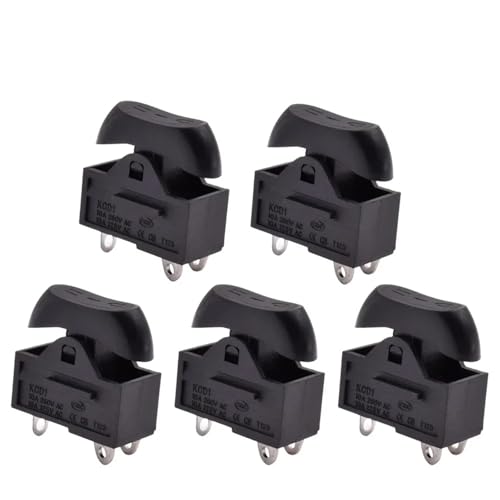 Druckknopf-Wippschalter Boot Haartrockner Zubehör Rastend 3-polig 3 Positionen 10A 250VAC Ein-/Ausschalter Rot Schwarz 10St(Black) von LHKQHRDL
