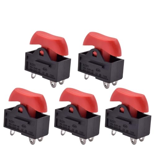 Druckknopf-Wippschalter Boot Haartrockner Zubehör Rastend 3-polig 3 Positionen 10A 250VAC Ein-/Ausschalter Rot Schwarz 10St(Red) von LHKQHRDL