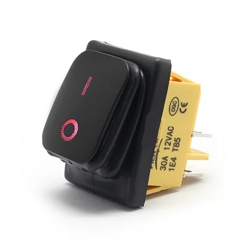 Ein Aus 30A/250V Heavy Duty 4 Pin IP67 Versiegelt T85 Auto Boot Marine Kippschalter Mit LED 12V 220V 30x22 5Pcs(Black Paint Red,220V) von LHKQHRDL