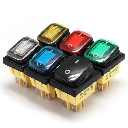 Ein Aus 30A/250V Heavy Duty 4 Pin IP67 Versiegelt T85 Auto Boot Marine Kippschalter Mit LED 12V 220V 30x22 5Pcs(Screw foot Green,12V) von LHKQHRDL