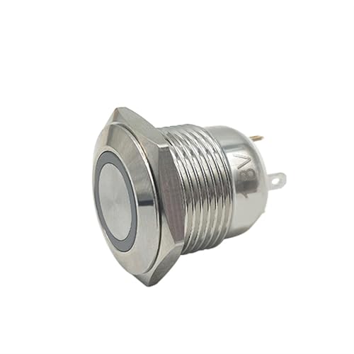 GQ16F-10E/J 5 Stück Metalldrucktastenschalter für 16 mm LED-Lampe mit flachem und rundem Ring (Gelb, 110 V) von LHKQHRDL