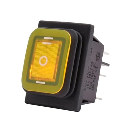 KCD4-203 Heavy Duty 16A 250VAC 30x22mm Rocker Push Schalter T85 6pin EIN AUS EIN 12V 220V Rot Grün Blau Licht 1Stk(Yellow with Light,ON-OFF-ON_12-24V) von LHKQHRDL