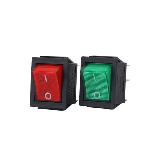 KCD4 Wippschalter 6-polig 16A 250VAC/ 20A 125VAC Druckknopf for elektrische Geräte mit grünem rotem Licht EIN-AUS 10 Stück(Green) von LHKQHRDL