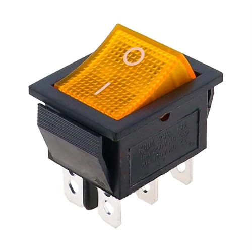 KCD4 Wippschalter Netzschalter 2 Positionen/3 Positionen 6 Pins Elektrische Ausrüstung Mit Lichtschalter 16A 250VAC/20A 125VAC 10St(Yellow) von LHKQHRDL