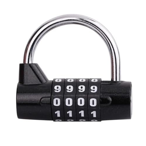 U-förmiges 4-stelliges Passwortschloss, Reisekoffer, Gepäck, Vorhängeschloss, Sicherheitswerkzeug, Fitnessstudio-Schließfach, Codeschloss(Black) von LHKQHRDL