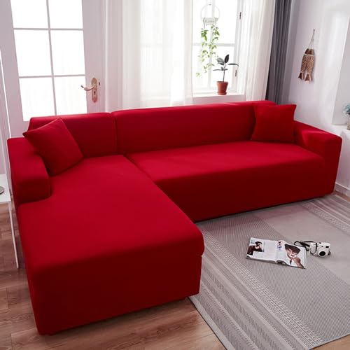 LHKXKKXX Sofabezug 2/1/3/4 Sitzer, Sofa überzug L U Form Ecksofa Stretch Sofa/Couch überzug, Universal Couchbezug, Sofa Cover Sofa überwurf Sofaschoner (L Form Ecksofa Erfordert Zwei),Rot,1 Seater von LHKXKKXX