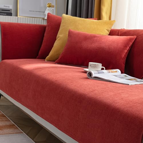 LHKXKKXX Sofabezug Anti Rutsch 1 2 3 4 Sitzer, sofabezug ecksofa l Form, Sofa Cover l Shape, Sofaschutz Sofaschoner, Sofaüberwurf rutschfest Sofaschutz Hund Kratzschutz Katze,Rot,70x210cm von LHKXKKXX