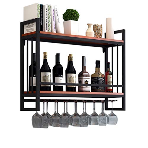 Weinregale Holz mit glashalter Wandmontage Metall | Hängend Weinglashalter Regal Schiene | Weinständerl mit Glashalter |Weinflaschenhalter Wand aufgehängt | Flaschenregal für Küche Schrank Keller von LHNLY-Weinhalter