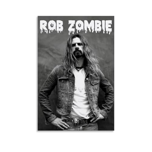 Rob Zombie-Poster, schwarz-weiß, Retro-Poster, Leinwand, Wandkunst, Dekor, Gemälde für Zuhause, Wohnzimmer, Schlafzimmer, 60 x 90 cm, ungerahmter Stil Rob Zombie-Poster, schwarz-weiß, Retro-Poster, Leinwand, Wandkunst, Dekor, Gemälde für Zuhause, Wohnzimmer, Schlafzimmer, 60 x 90 cm, ungerahmter Stil von LHOEQD