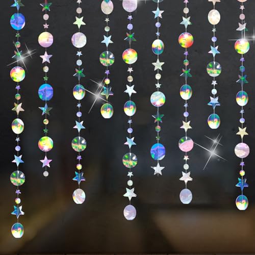 65 Ft Glitzer Girlande Bunt 5PCS Hängend Papier Girlanden Circle Dots Runde Stern Glitzer Vorhang Bunt Glitzer Deko Party Girlande Geburtstag Papiergirlande Gartenparty Festival Karneval Hochzeiten von LHOEST