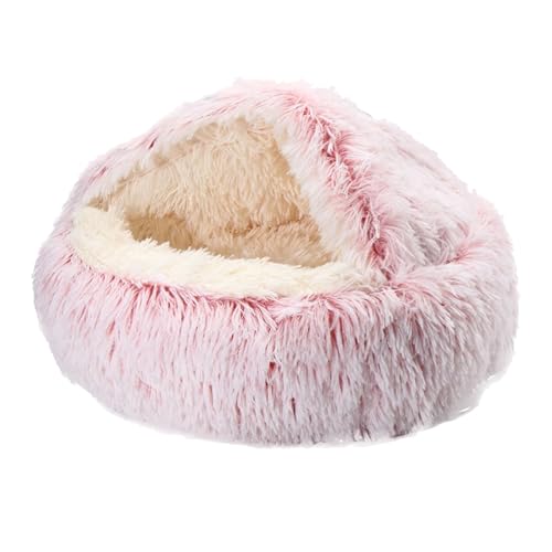 LHOHSRV Katzenbett, Katzennest, Haustierbett Tierbett,Haustier Katzenkopfkissen Katzenkissen Flauschiges Kätzchen Welpen Kuschelbett (Roze,L) von LHOHSRV