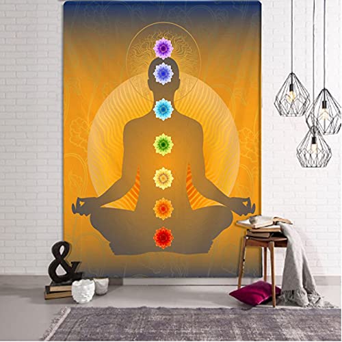 LHPSHI Sieben Chakren-Meditation Wandteppich Retro Art Wandbehang Wohnkultur Für Wohnzimmer Schlafzimmer Wohnheim Hintergrund Wand Hintergrund59X79ihch(150X200CM) von LHPSHI