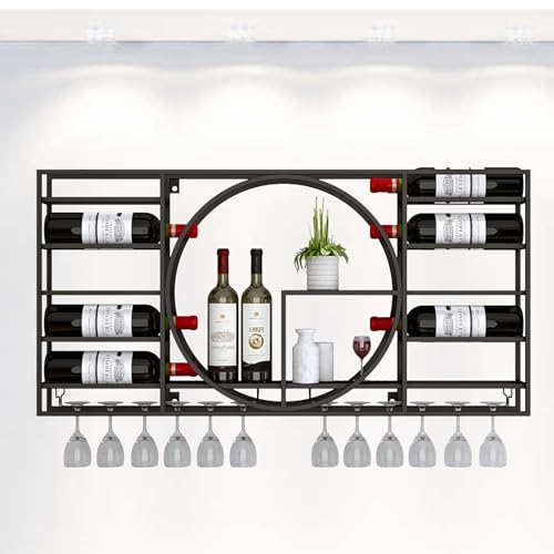 Barregale, Weinregal zur Wandmontage, mit hängendem Weinglashalter, Regal für Spirituosen, Minibar, Wand-Weinregale für Weinflaschen, Glasregale, Eckregal für Kaffeebar, Schrank, Likörflaschen-Ausste von LHQYA