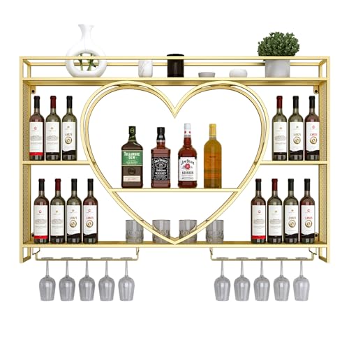 Weinregal aus Metall zur Wandmontage, Barregale mit Weinglashalter, Likörregal, Minibar, Küchenaufbewahrung, hängendes Weinglas-Aufbewahrungsregal, Iquor-Flaschenregal für die Aufbewahrung in der Küc von LHQYA