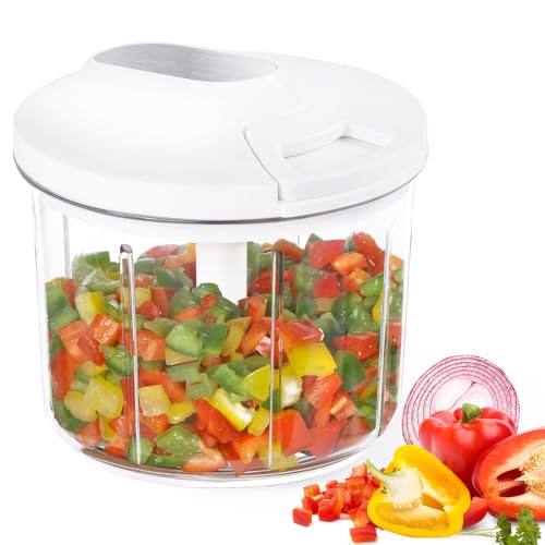 LHS Manuelle Küchenmaschine, großer Gemüseschneider, 1000 ml, Zugschnur, Knoblauchwolf, Zwiebelschneider für Gemüse, Salat, Obst, Nüsse, BPA-frei, Weiß LHS Manuelle Küchenmaschine, großer Gemüseschneider, 1000 ml, Zugschnur, Knoblauchwolf, Zwiebelschneider für Gemüse, Salat, Obst, Nüsse, BPA-frei, Weiß von LHS