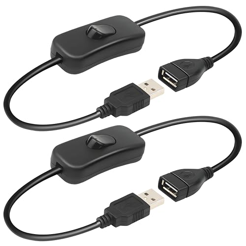 LHSDMOAT USB Schalter kabel 0,3m, usb-verlängerungskabel mit Ein/Aus-Schalter für Fahrrekorder, LED-Schreibtischlampe, Lüfter, LED-Streifen(2 Pack) von LHSDMOAT