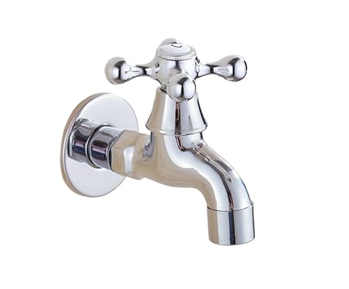 Wandmontierter Kupferhahn Polierter Chrom-Mopp-Pool-Wasserhahn/Waschbecken-Kaltwasserhahn und Waschmaschinen-Wasserhahn/Gartenwasserhähne(B) von LHSJYG