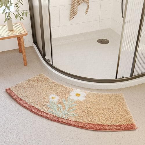 LHTCCSHL Duschvorleger Eckdusche, Duschvorleger Halbrund rutschfeste, Waschbar Duschvorleger Runddusche Hochflor Aus Mikrofaser (Color : B, Size : 40x75cm) von LHTCCSHL