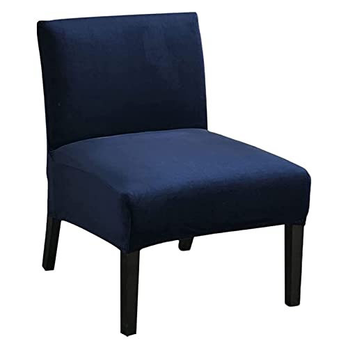 LHTCCSHL Hoher Stretch Samt Akzent Sesselhussen Ohne Armlehnen Abnehmbarer Waschbarer Luxuriöser Moderner Möbelschutz mit Elastischer Unterseite für Wohnzimmer Zuhause Hotel (Navy blau,1PCS) von LHTCCSHL