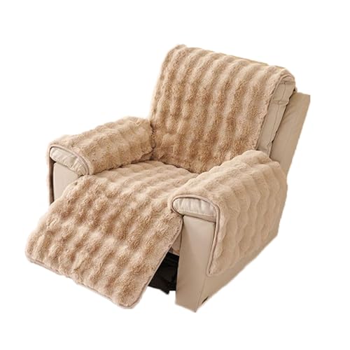 LHTCCSHL Plüsch Liegestuhl Schonbezug für Zuhause Kunstpelz Flauschiger Liegestuhl Schonbezug rutschfeste Rückseite Flauschiger Liege Couch Bezug Waschbarer Möbelschutz(Khaki) von LHTCCSHL