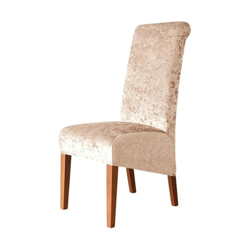 LHTCCSHL Stretch Bezüge für Esszimmerstühle, XL/übergroße Abnehmbare Waschbare Parson Stuhl Bezüge aus Weichem Samt Extra Große Esszimmerstuhlbezüge (Color : Champagne, Size : 6PCS) von LHTCCSHL