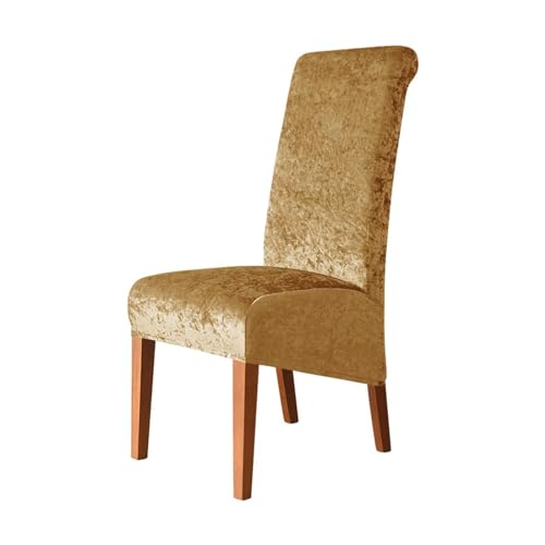 LHTCCSHL Stretch Bezüge für Esszimmerstühle, XL/übergroße Abnehmbare Waschbare Parson Stuhl Bezüge aus Weichem Samt Extra Große Esszimmerstuhlbezüge (Color : Gold, Size : 4PCS) von LHTCCSHL