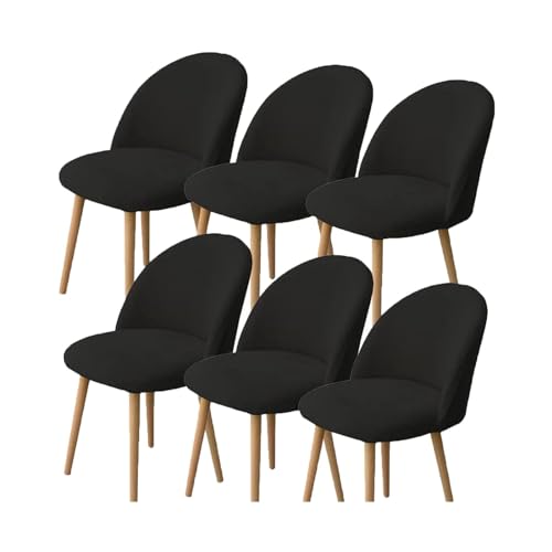 LHTCCSHL Stuhlhussen mit Geschwungener Rückenlehne und Akzent für die Küche und das Esszimmer, 2/4/6PCS Stuhlhussen Ohne Armlehnen Stuhlschutz für Barhocker (Color : Black, Size : 6PCS) von LHTCCSHL