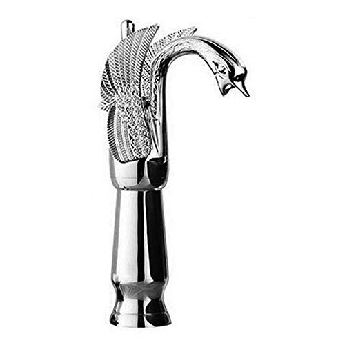 Mischbatterie Retro Nostalgische Waschtisch-Mischbatterie Retro Hohe Bad Wasserhahn Einhebelmischer Top Spülbecken Wasserhähne Hoher Auslauf F.Bad Messing Schwan Form Absperrhahn ( Color : Silver ) von LHTCZZB
