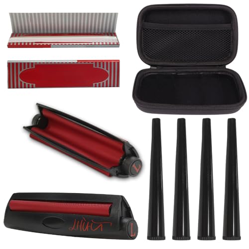 LHTHT 2PCS Drehmaschine konisch,Cigarette Rolling Machine,Drehmaschine Rote Matten,Zigaretten drehen mit Leichtigkeit! 4PCS Jointhülle.(110 mm) von LHTHT
