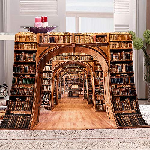 LHUTY Kuscheldecke Flanell Mikrofaser Bibliothek 180x200 cm 3D-gedruckte Flanelldecke, leichte weiche Plüschdecke Sofaüberwurf Büro Nickerchen Decke für Erwachsene und Kinder Geschenk von LHUTY