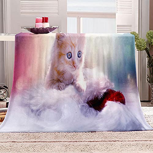 LHUTY Kuscheldecke Flanell Mikrofaser süße Katze 130x150 cm 3D-gedruckte Flanelldecke, leichte weiche Plüschdecke Sofaüberwurf Büro Nickerchen Decke für Erwachsene und Kinder Geschenk von LHUTY