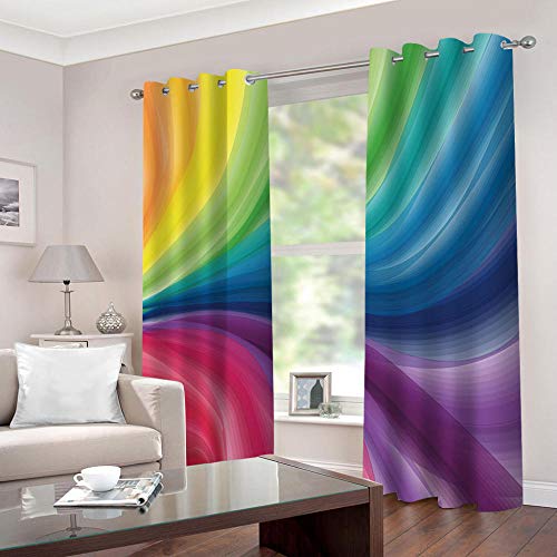 LHUTY Vorhang Blickdicht Regenbogen Thermo-Verdunklungsvorhänge Gardinen Wohnzimmer Thermo Gardinen Blickdicht Kinder Vorhänge Schlafzimmer Dekoschals Gardine Größe: 2 x B130 x H140 cm von LHUTY