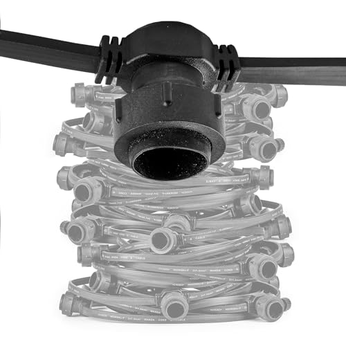 LHW-Licht Lichterkette 30 Meter schwarz Komplettset mit 60 E27 Fassungen und Dichtungen verlängerbar für Außenbereich LHW-Licht Lichterkette 30 Meter schwarz Komplettset mit 60 E27 Fassungen und Dichtungen verlängerbar für Außenbereich von LHW-Licht