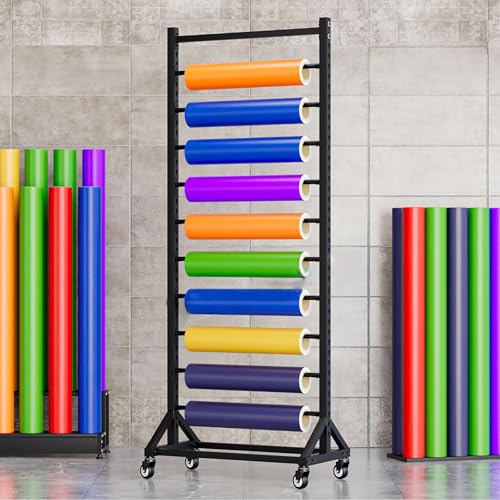 LHXLSH Beweglicher Metall-Organizer, Wandmontiertes Stoffrollen-Aufbewahrungsregal, Tapeten und Fensterfolien, für Stoffrollen, Lederrollen, Teppichproben(143cm/56.2in) von LHXLSH