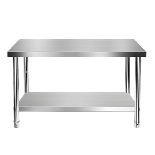 LHXLSH Edelstahl Arbeitstisch Küche, Arbeitstisch Edelstahl, Edelstahltisch Mit Unterboden, Arbeitstisch Mit Verstellbare für Restaurant Haus Und Hotel(100 * 50cm/39.3 * 19.6") von LHXLSH