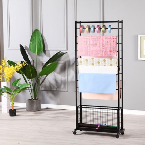 LHXLSH Generisch Verstellbares Stoffrollen, Tapeten Und Fensterfolien, Aufbewahrungsregal für Stoffrollen, Lederrollen, Teppichproben, Großes Fassungsvermögen(Black,67cm/26.3in) von LHXLSH