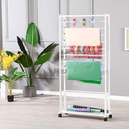 LHXLSH Generisch Verstellbares Stoffrollen, Tapeten Und Fensterfolien, Aufbewahrungsregal für Stoffrollen, Lederrollen, Teppichproben, Großes Fassungsvermögen(White,100cm/39.3in) von LHXLSH