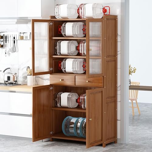 LHXLSH Küchenvorratsschrank Mit 2 Schubladen Und 2 Türen, Esszimmerschrank, Mehrzweckschrank, Buffetschrank Mit Verstellbarem Regal, für Esszimmer, Küche, Wohnzimmer(Brown) von LHXLSH