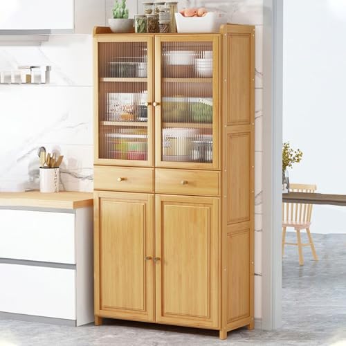 LHXLSH Küchenvorratsschrank Mit 2 Schubladen Und 2 Türen, Esszimmerschrank, Mehrzweckschrank, Buffetschrank Mit Verstellbarem Regal, für Esszimmer, Küche, Wohnzimmer(Yellow) von LHXLSH