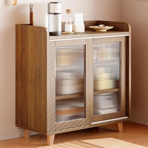 LHXLSH Mehrzweckschrank, Breit Mit Stauraum, Buffetschrank Kitchen, Schiebetüren Schublade Ablage, Beistellschrank, für Küche Wohnzimmer Esszimmer(Dark Brown,70cm/27.6in) von LHXLSH