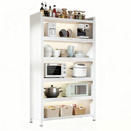 LHXLSH Mehrzweckschrank, Küchenschrank Highboard, Schiebetüren Schublade Ablage, Küchenschrank Holz Für Küche, Wohnzimmer, Esszimmer, Waschhaus(White,80 * 183cm/31.5 * 72in) von LHXLSH