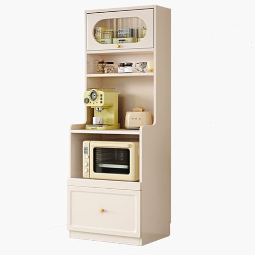 LHXLSH Mehrzweckschrank, Küchenschrank Mit Arbeitsplatte, Putzschrank Mit Sichtfenster Aus Acryl Aus Holz Mit Verstellbarer Einlegeboden, für Küche Wohnzimmer Esszimmer(60cm/23.6in) von LHXLSH